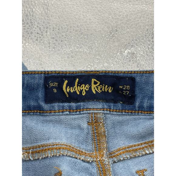 Indigo Rein Light Wash Blue Distressed Denim Skinny Jeans Junior's Size 9 - Picture 9 of 9